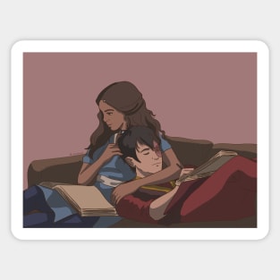 Zuko and Katara Reading Books Sticker